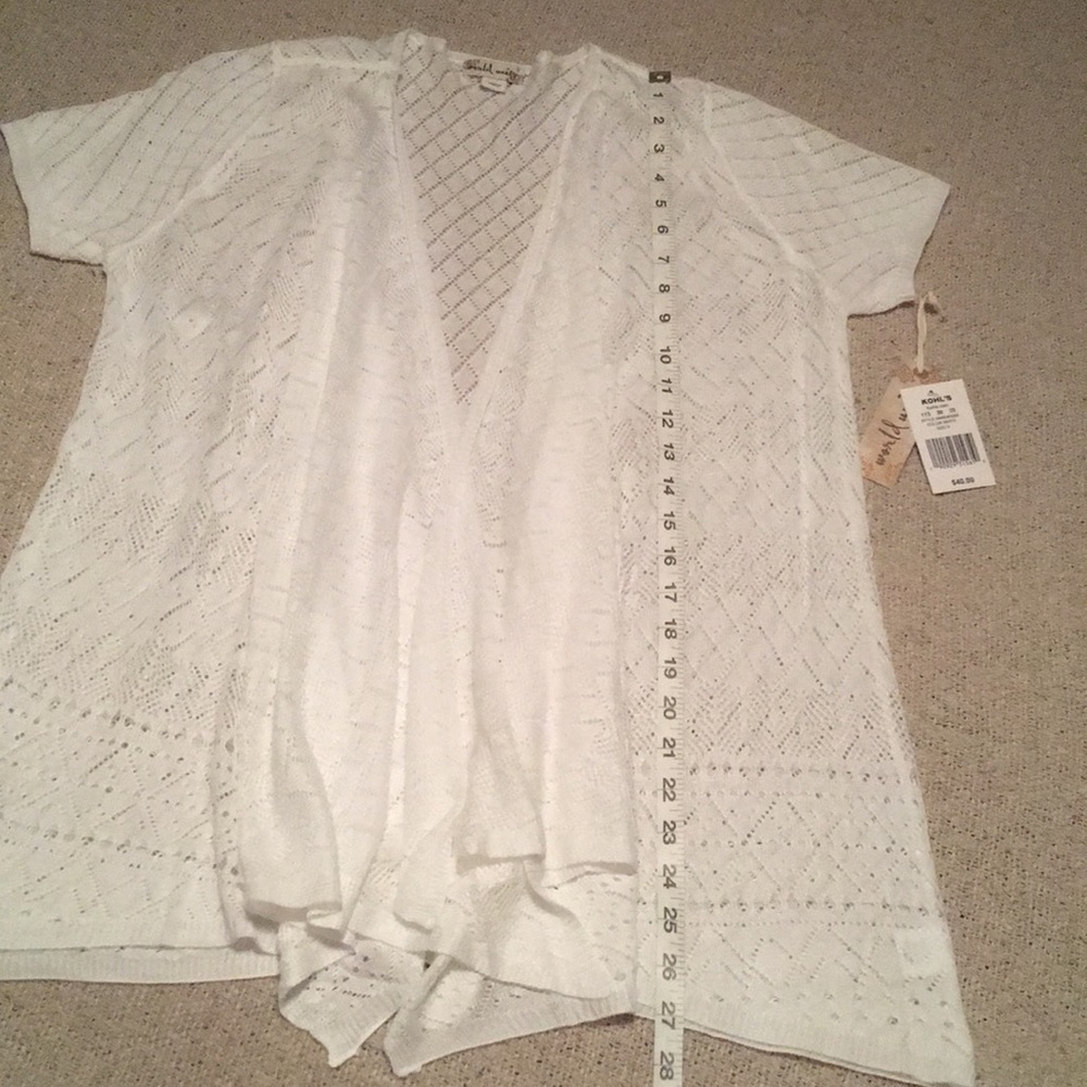 NWT White Short Sleeved Open Cardigan - Picture 2 of 6